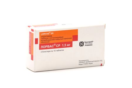 Лорвас СР 1.5 мг, 30 шт, таблетки с контролируемым высвобождением покрытые пленочной оболочкой