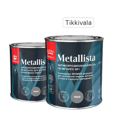 Грунт-эмаль по ржавчине 3 в 1 Tikkivala Metallista гладкая цвет серый 0.8 л грунт аэрозоль chamaeleon 500мл серый