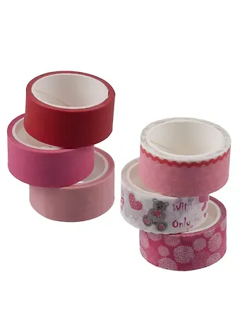 Набор клейкой декоративной ленты Розовый микс (3шт.) (11-22881-8331) (блистер)+Набор клейкой декоративной ленты Сердечки (3шт.) (11-22881-8326) (блистер)