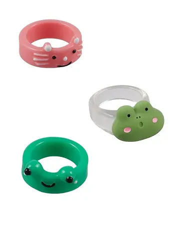 Набор Колечко Лягушонок (ПВХ) (Размер 17) (202303-2)+Колечко Лягушка (ПВХ) (Размер 17) (202303-5)+Колечко Котик (ПВХ) (Размер 17) (202303-6)