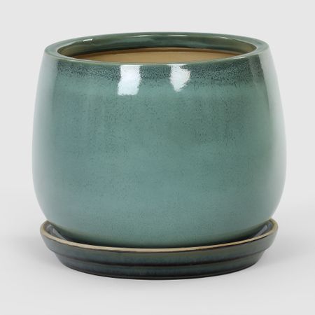 Горшок для цветов с поддоном Viet Thanh Болотный глянцевый d33