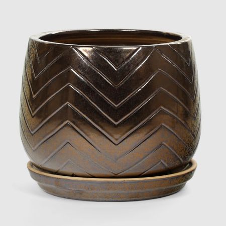 Горшок для цветов с поддоном Viet Thanh бронза узор d33