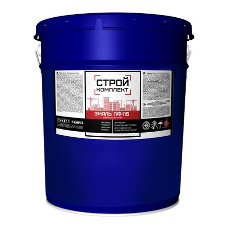Эмаль ПФ-115 алкидная Стройкомплект белая полуглянцевая 20 кг