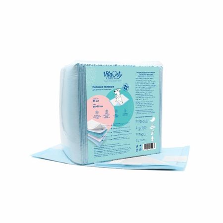 Пелёнки, подгузники VitaVet Пеленки с фиксирующими полосками 60х90 см. (35 шт)