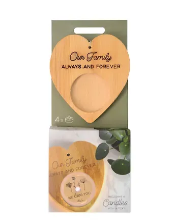 Набор чайных свечей с подсвечником Сердце Our Family (4шт) (12-pluswealth-202505-CAN3)