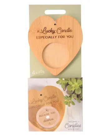Набор чайных свечей с подсвечником Сердце Lucky Candle (4шт) (12-pluswealth-202505-CAN12)