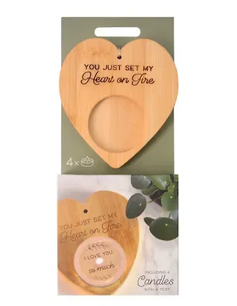Набор чайных свечей с подсвечником Сердце Heart on fire (4шт) (12-pluswealth-202505-CAN7)