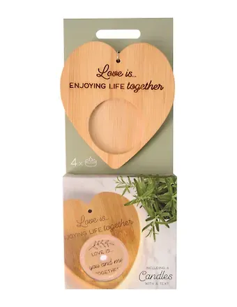 Набор чайных свечей с подсвечником Сердце Love is… (4шт) (12-pluswealth-202505-CAN9)