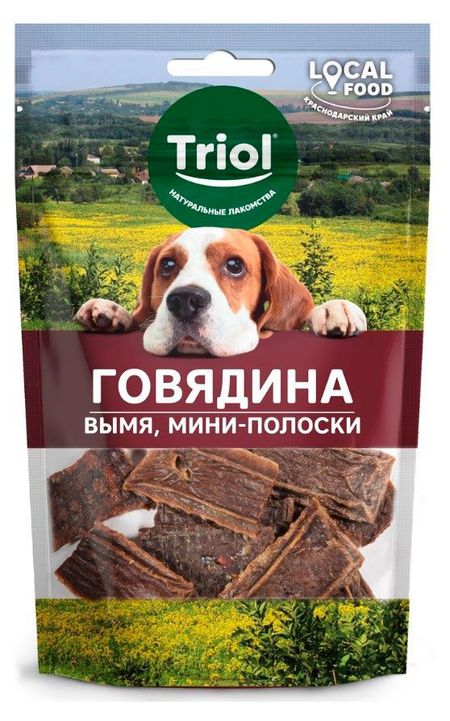 Лакомство для собак Triol Local Food Вымя говяжье мини-полоски, 50 г