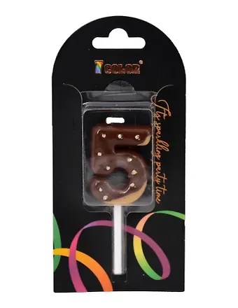 Свеча для торта Цифра 5 Глазурь шоколадная (4см) (блистер) (12-7color-candle_10)