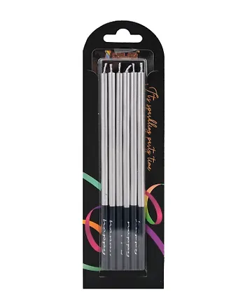 Набор свечей для торта Silver (серебро) (6шт) (15см) (12-7color-candle_12)