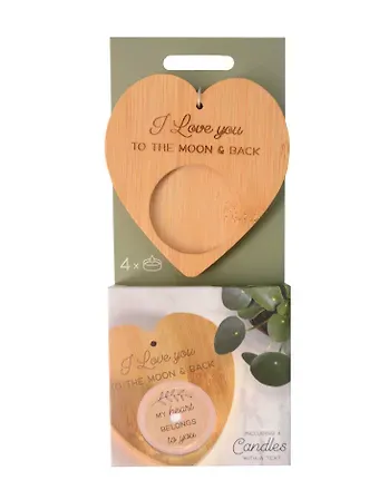 Набор чайных свечей с подсвечником Сердце Love to the Moon (4шт) (12-pluswealth-202505-CAN5)