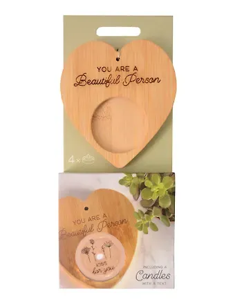 Набор чайных свечей с подсвечником Сердце Beautiful person (4шт) (12-pluswealth-202505-CAN2)