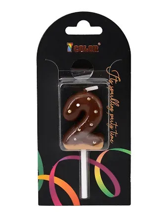 Свеча для торта Цифра 2 Глазурь шоколадная (4см) (блистер) (12-7color-candle_7)