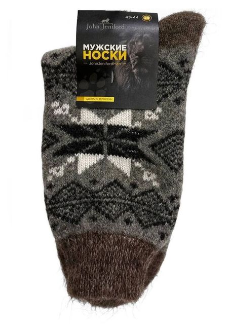 Носки мужские новогодние John Jeniford шерстяные серые, размер 25