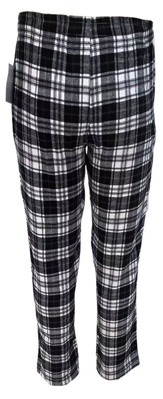 Брюки домашние мужские фланель в клетку черные, M-3XL