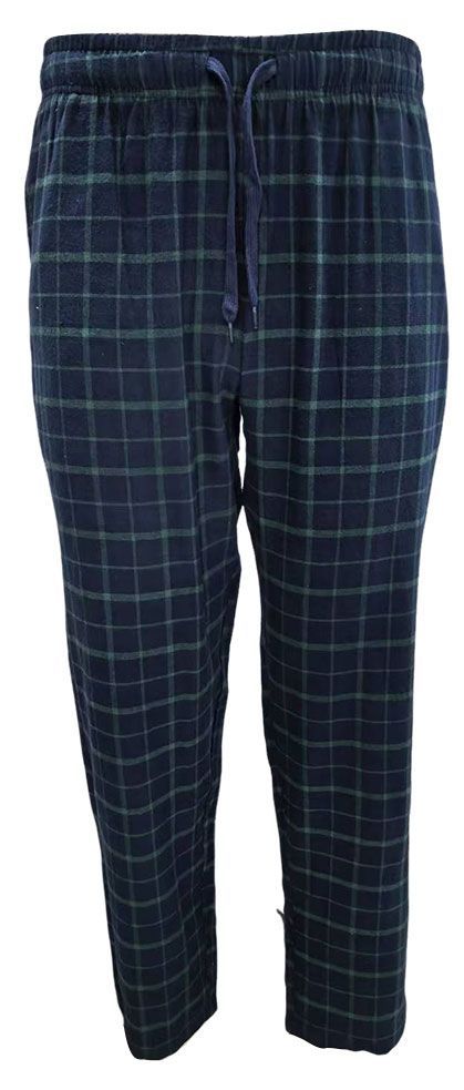 Брюки домашние мужские фланель в клетку синие, M-3XL