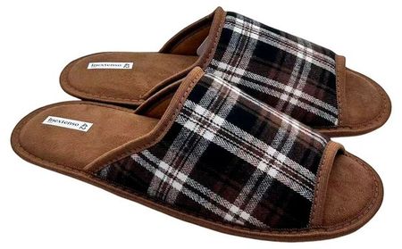 Тапочки мужские InExtenso коричневые в клетку, 39-46