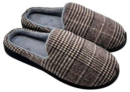 Тапочки мужские InExtenso коричневые в клетку, 41-46