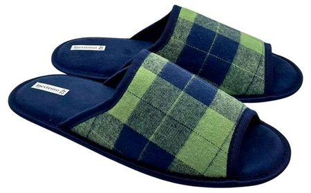 Тапочки мужские InExtenso зелено-синие в клетку, 39-46