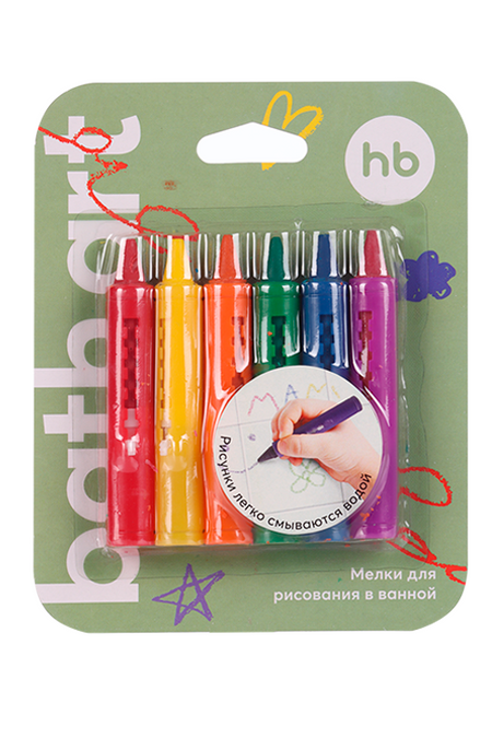Мелки Happy Baby BATH ART д/рисования в ванной мелки ные каляка маляка 6 цв