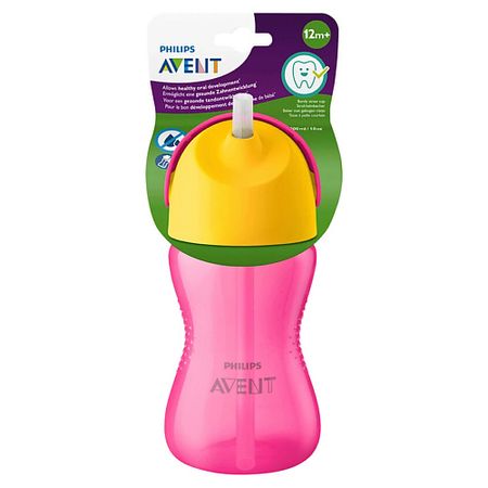 Поильник PHILIPS Стаканчик с трубочкой розовый, с 12 месяцев moonbiffy бумажный баннер 6 месяцев