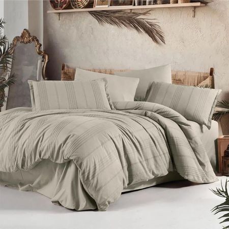 Комплект постельного белья Nordqueen Arakis Ranforce семейный, бежевый