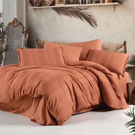 Комплект постельного белья Nordqueen Arakis Ranforce евро, терракотовый