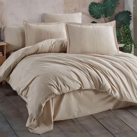 Комплект постельного белья Nordqueen Unita Ranforce полуторный, бежевый