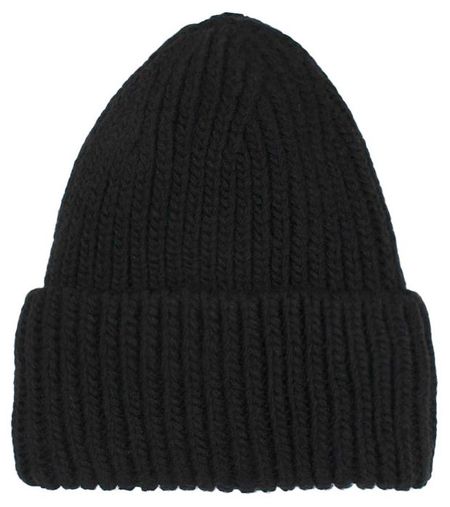 Шапка женская с отворотом черная, р. 56-58