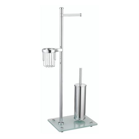 Стойка с бумагодержателем и ершом WasserKraft напольная стекло/металл хром