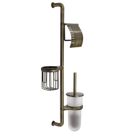 Стойка с бумагодержателем и ершом WasserKraft стекло/металл светлая бронза