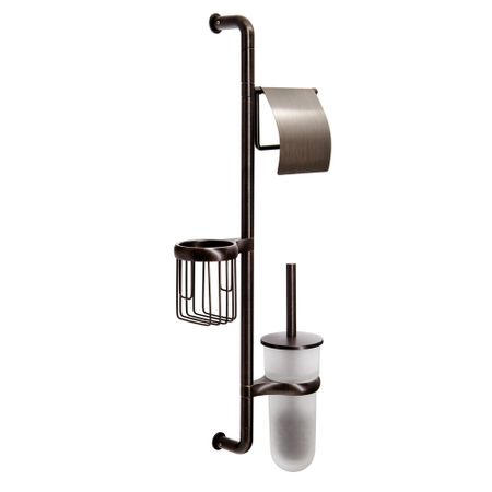 Стойка с бумагодержателем и ершом WasserKraft стекло/металл темная бронза