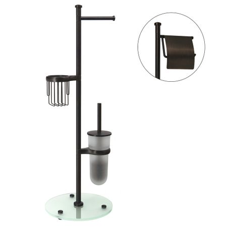 Стойка с бумагодержателем и ершом WasserKraft напольная стекло/металл темная бронза