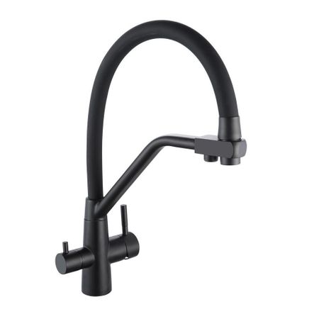 Смеситель для кухни РМС SUS127 черный с высоким изливом с подключением к фильтру однорычажный (SUS127TBL-016F-015)