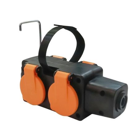 Розетка штепсельная Svet четверная с заземлением IP44 оранжевая