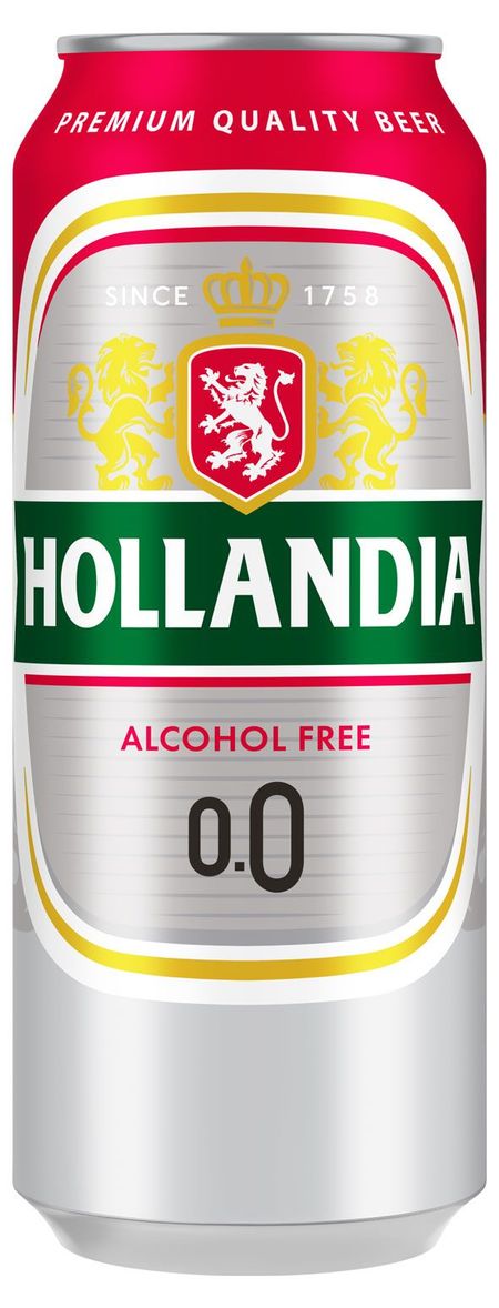 Пиво безалкогольное Hollandia светлое фильтрованное 0,5%, 450 мл