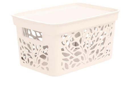 Корзина 4 Family Leaves с крышкой молочная, 5,5 л, 274х197х140 мм алексей каспржак 100 слов не только про артек заметки директора педагога человека