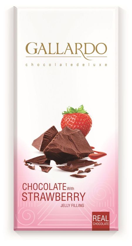 Шоколад молочный Gallardo с начинкой со вкусом клубники Иран, 80 г
