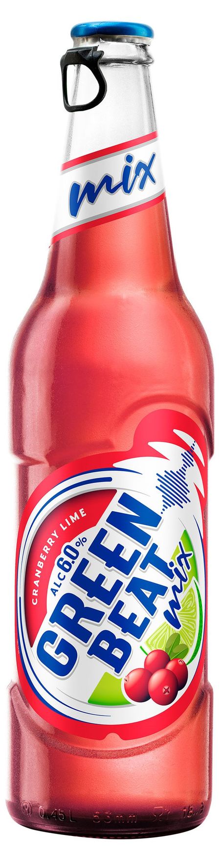 Напиток пивной Green Beat Микс клюква и лайм 6%, 0,45 л