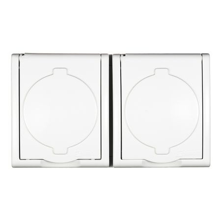 Розетка Simon 15 Aqua накладная белая с крышкой (1594433-030)