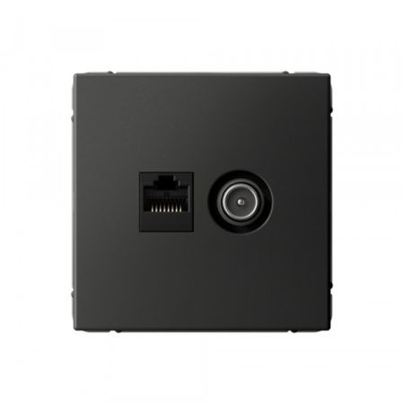 Розетка телевизионная/ компьютерная Systeme Electric ArtGallery встраиваемая базальт TV/ RJ45 (SE GAL001489)