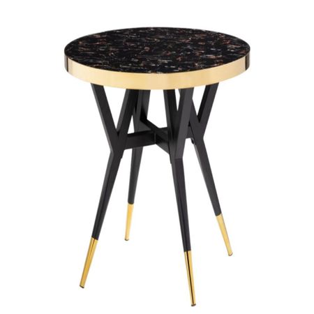 Стол кухонный круглый d0,8 м черный/золото Selina (15552)