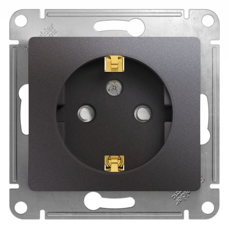 Розетка Systeme Electric Glossa встраиваемая графит со шторками (GSL001345) розетка двойная встраиваемая systeme electric glossa графит