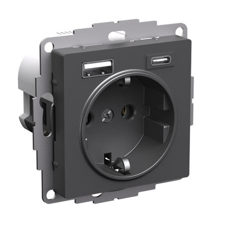 Розетка USB Systeme Electric AtlasDesign встраиваемая базальт USB-A/ Type-C (ATN001432) как профессию себе дети выбирали