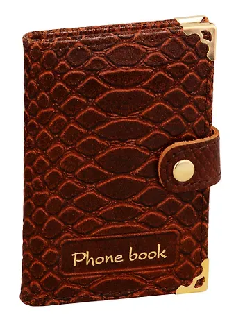 Алфавитная книга на кнопке А7, 64 листа, коричневая