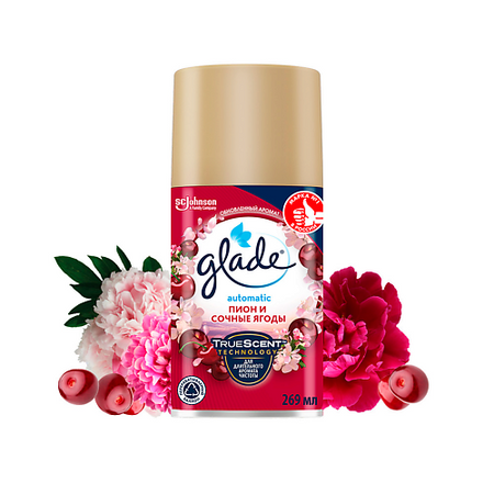 Освежитель воздуха GLADE Освежитель воздуха сменный баллон Пион и Сочные ягоды