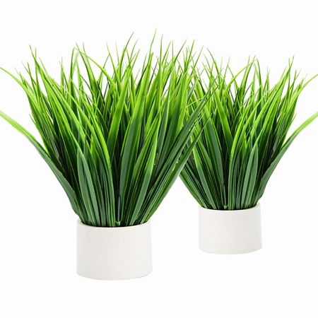 Статуэтка ЛЬНЯНКА HOME Трава в горшке 2 шт. Искусственные цветы искусственные розы yongsnow 10 шт
