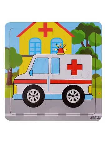 Развивающая рамка Скорая помощь, дерево, 15х15 см ZK-019