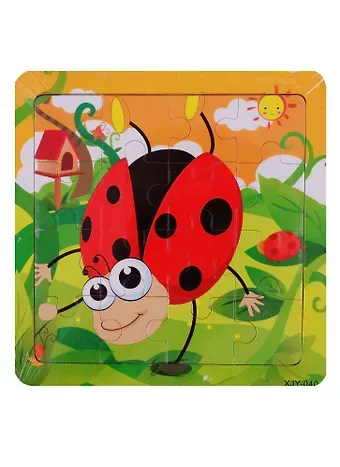 Развивающая рамка Божья коровка, дерево, 15х15 см XSY-040